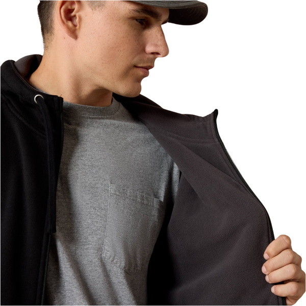 2026 Ariat Mens Rebar Vêtement De Plein Air à Fermeture éclair Complète Hoodie 10027833 - Black